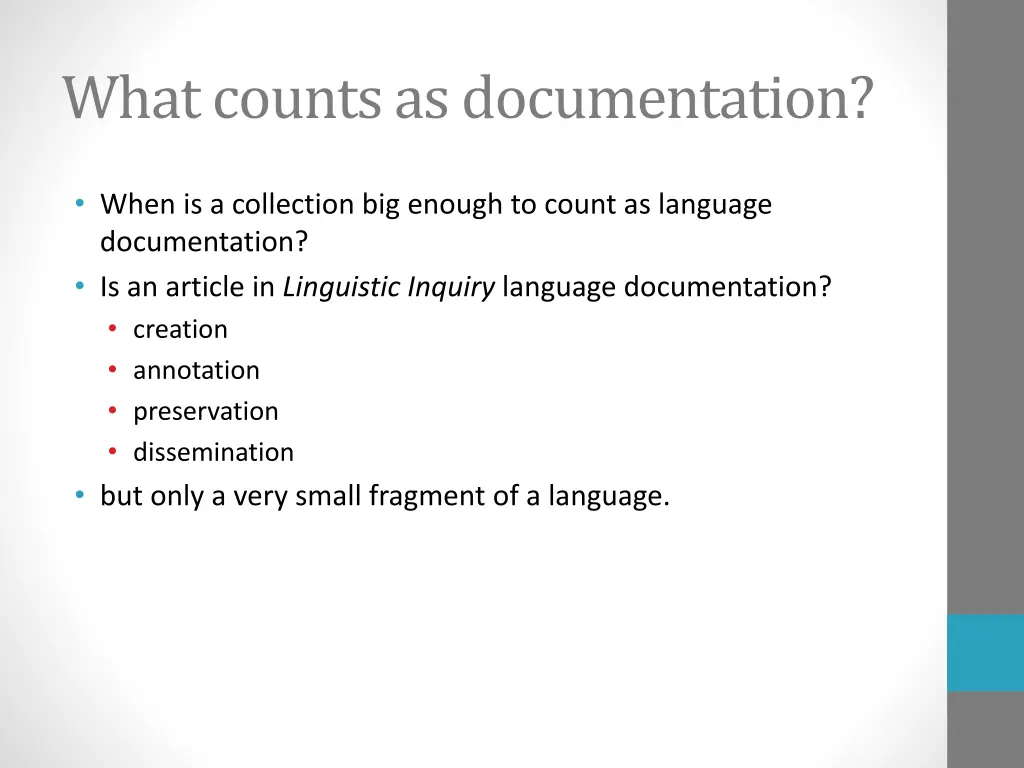 what counts as documentation