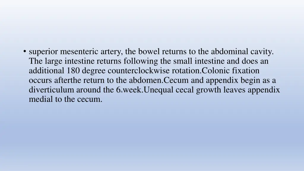 superior mesenteric artery the bowel returns