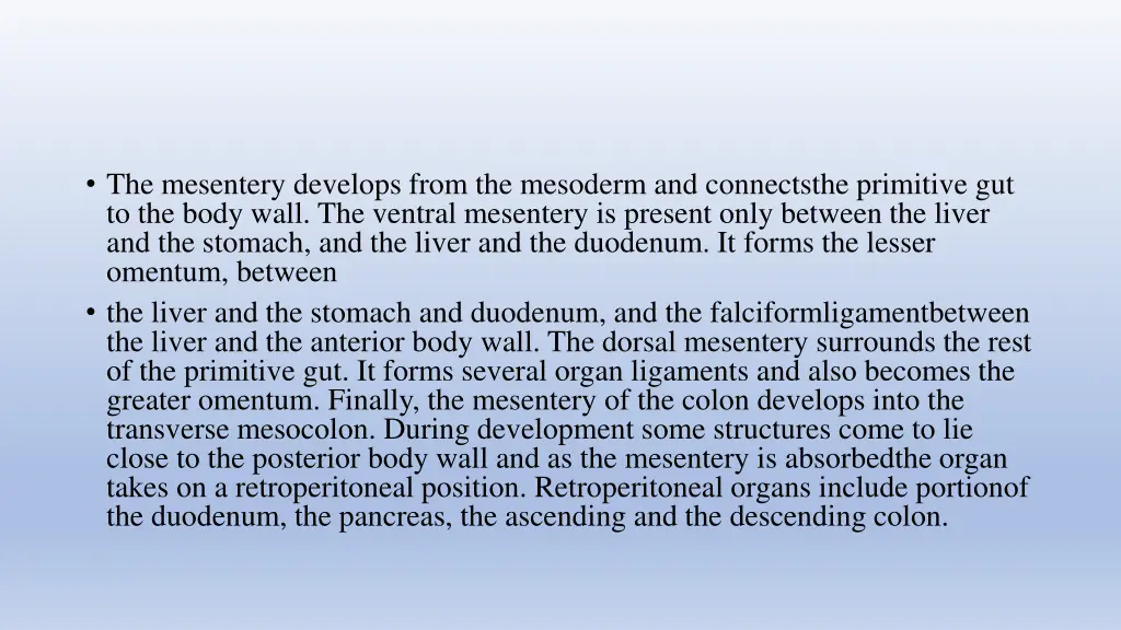 the mesentery develops from the mesoderm