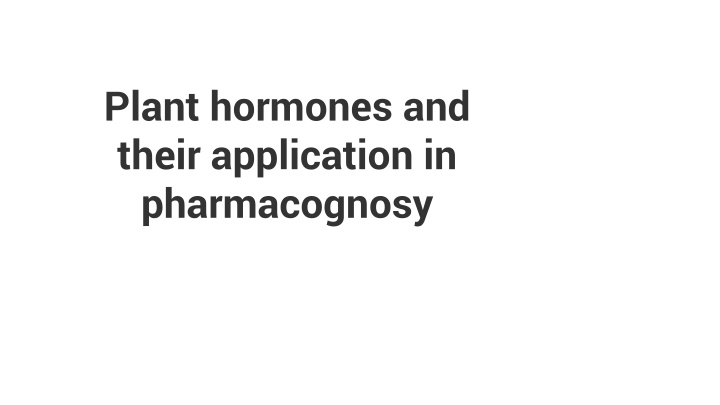 plant hormones and their application