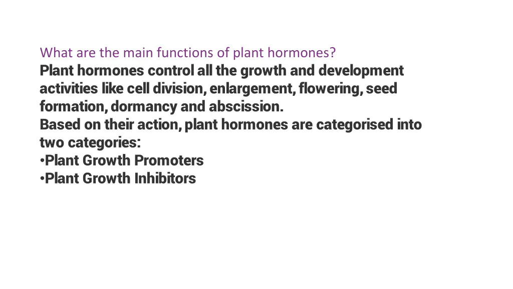 what are the main functions of plant hormones