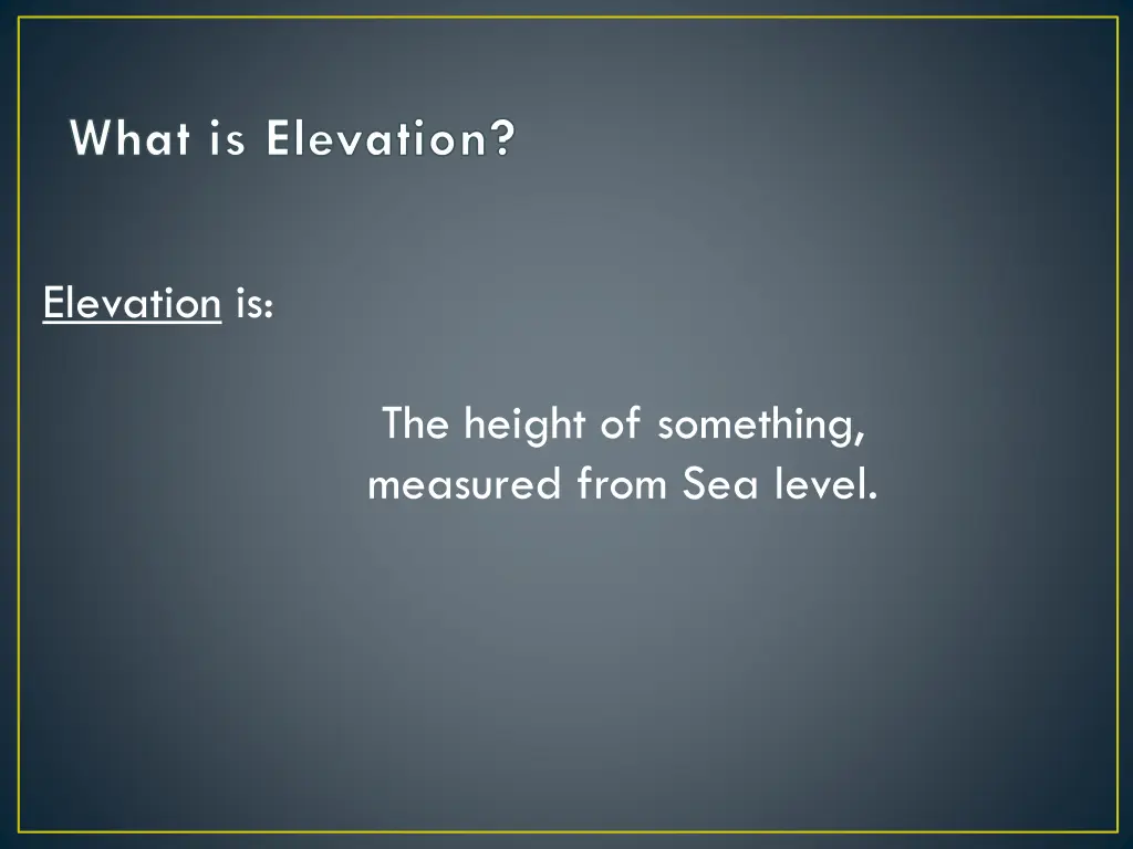 what is elevation