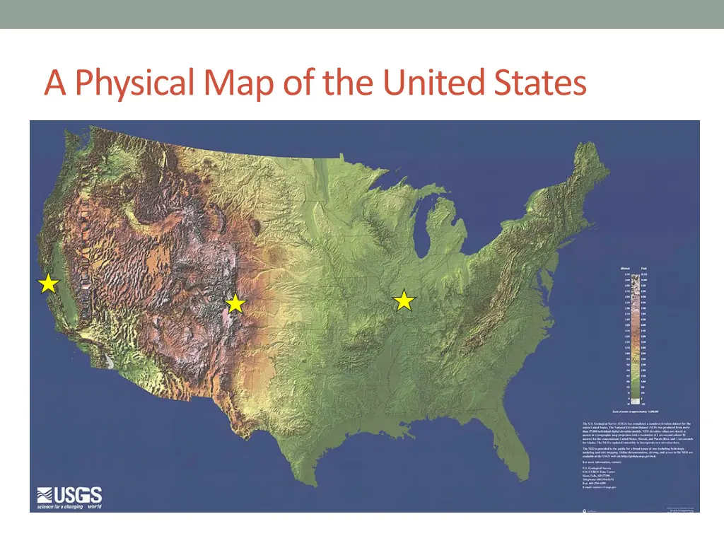 a physical map of the united states