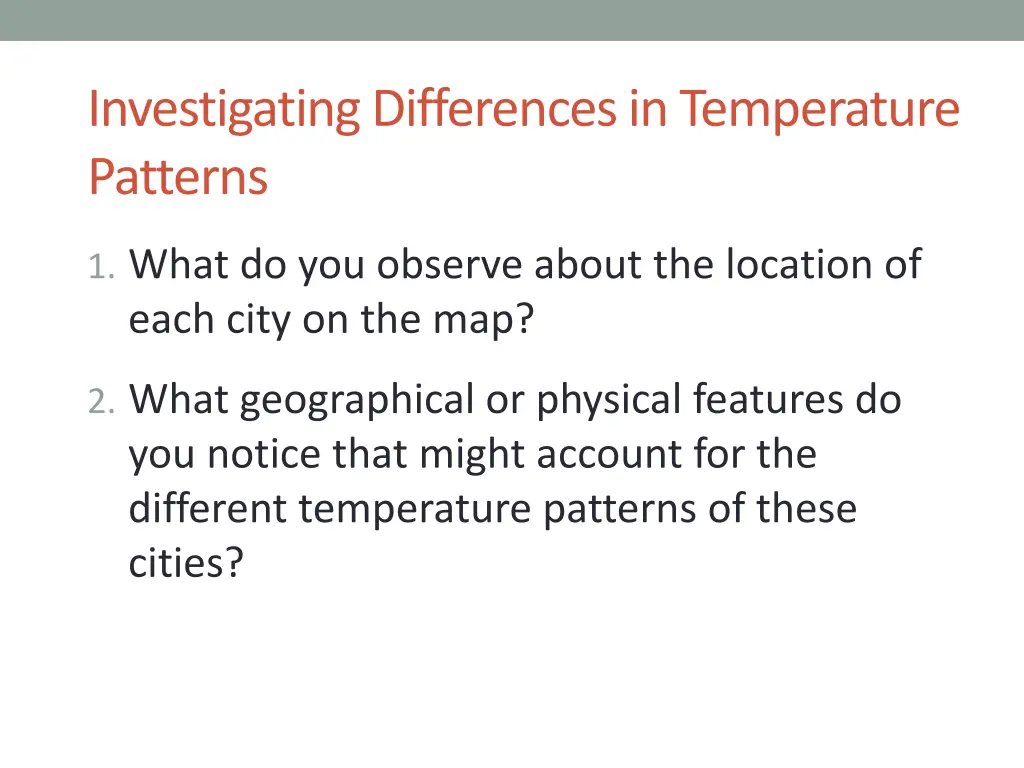 investigating differences in temperature patterns