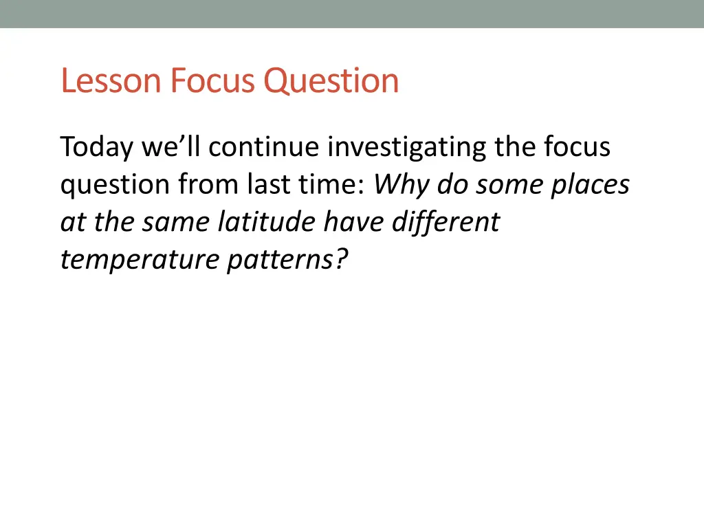 lesson focus question