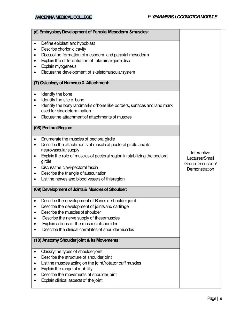 1 st year mbbs locomotormodule 6