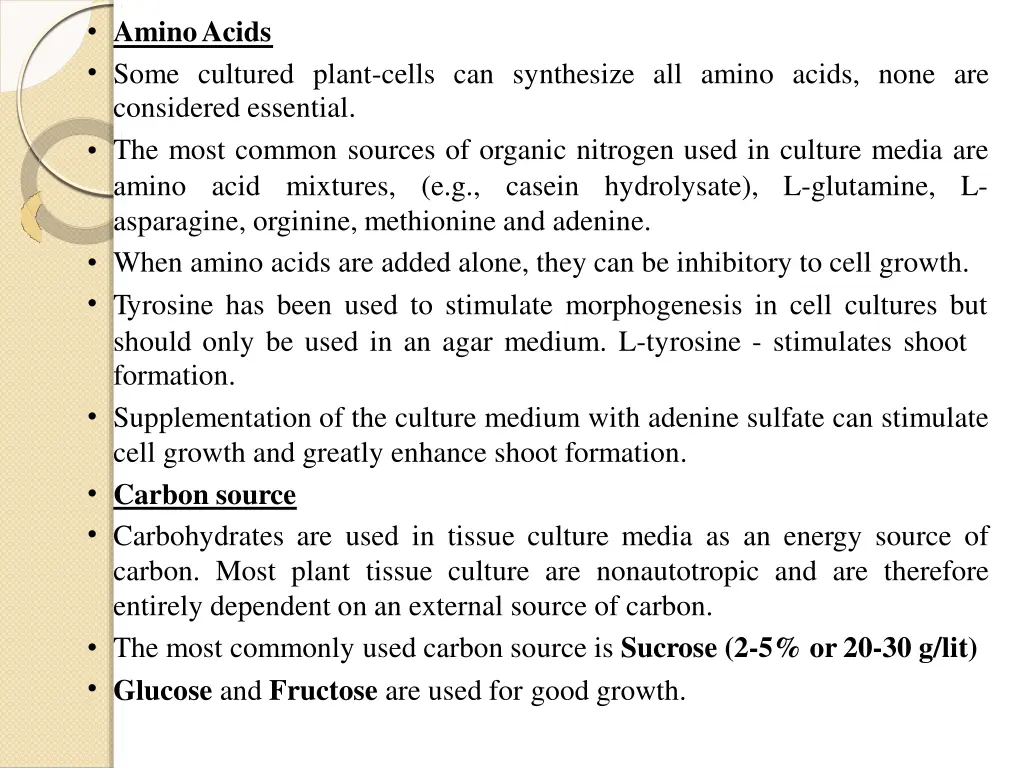 aminoacids some cultured plant cells