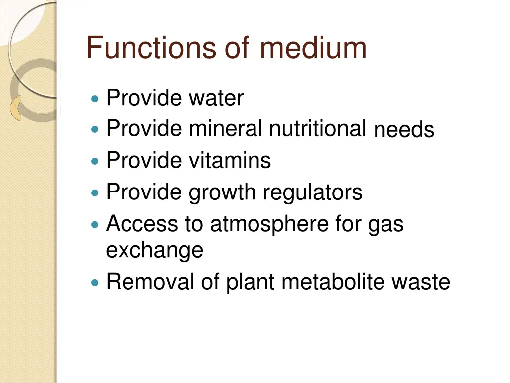 functions of medium