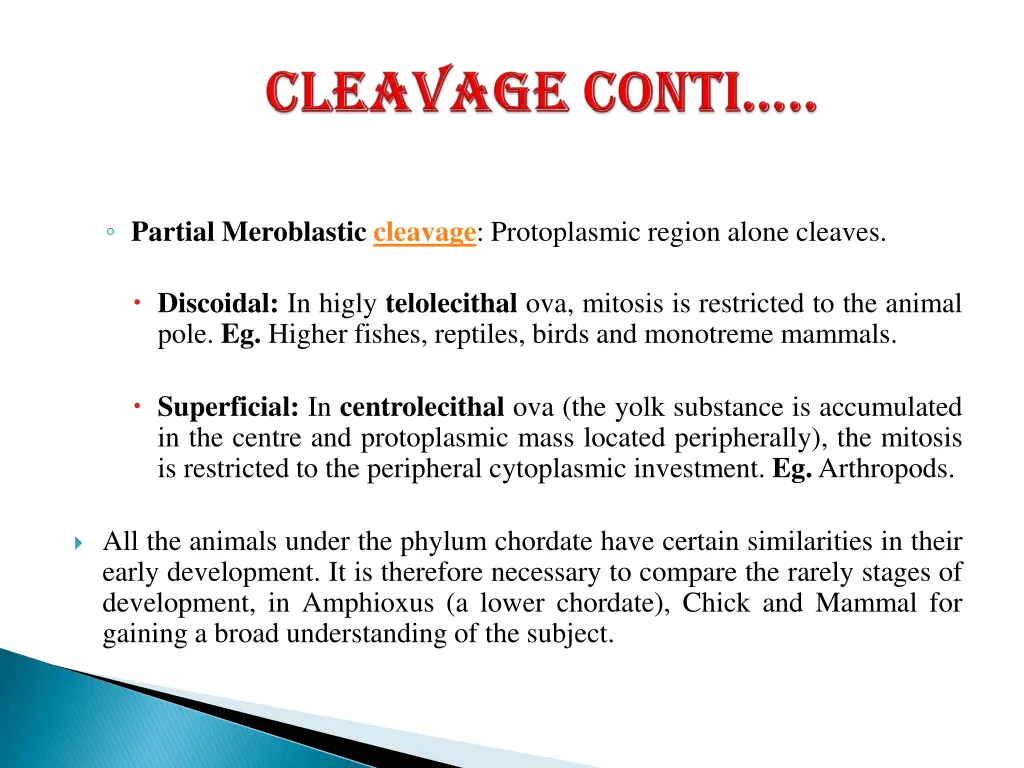 partial meroblastic cleavage protoplasmic region