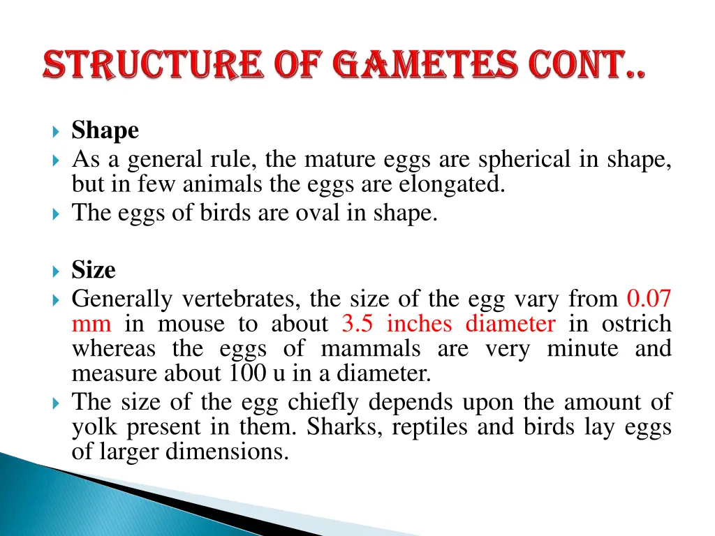 shape as a general rule the mature eggs