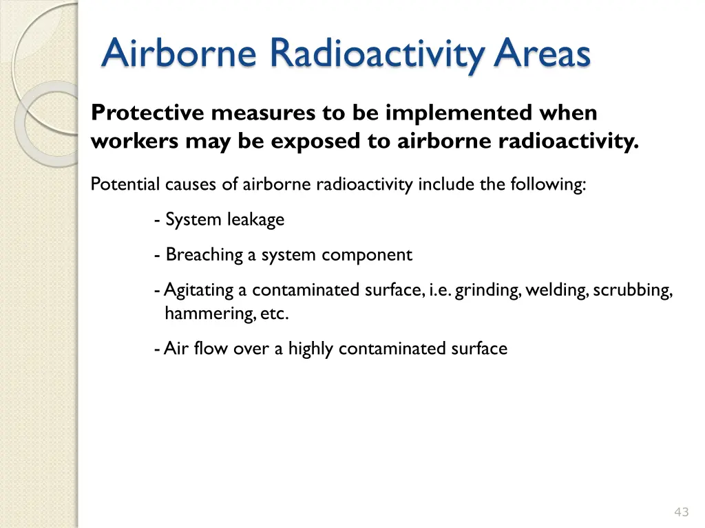 airborne radioactivity areas