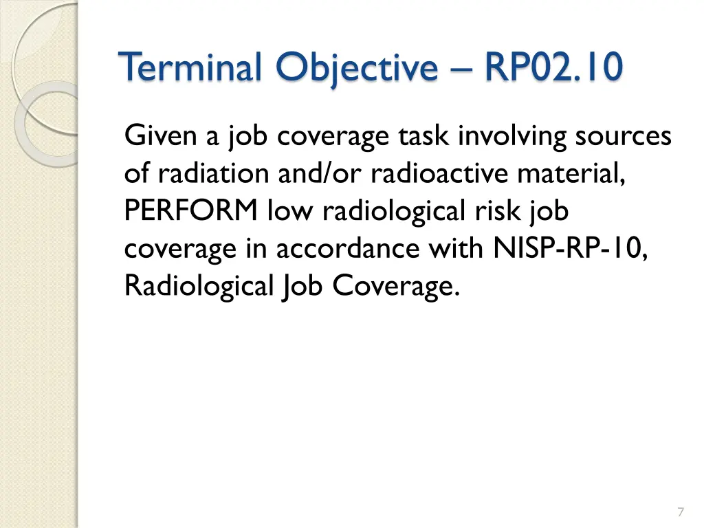 terminal objective rp02 10