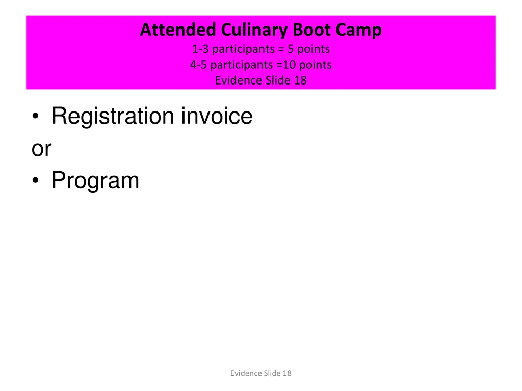 attended culinary boot camp 1 3 participants