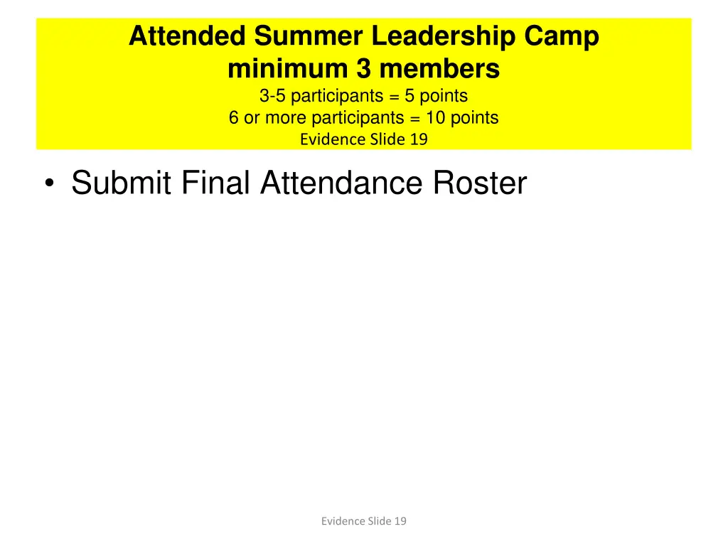 attended summer leadership camp minimum 3 members