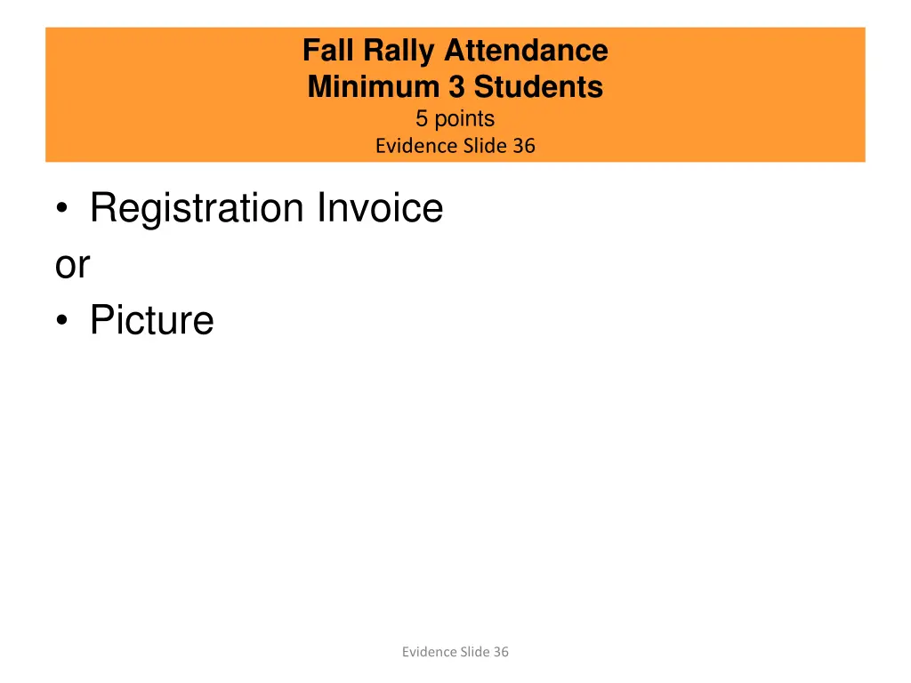 fall rally attendance minimum 3 students 5 points