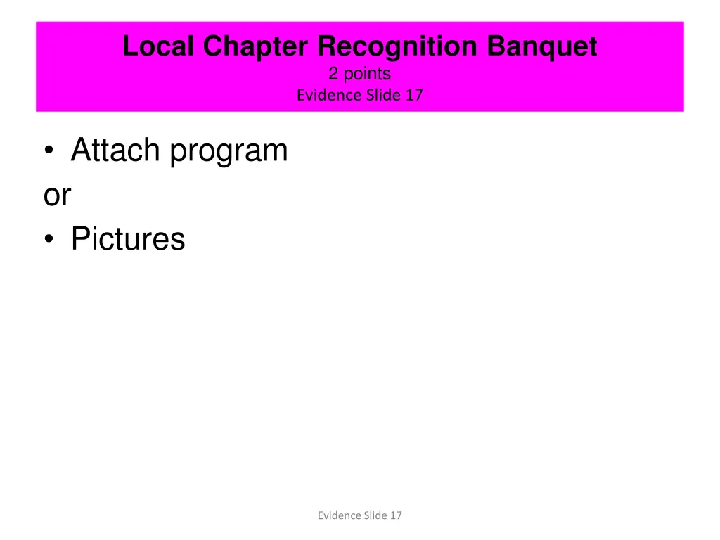 local chapter recognition banquet 2 points