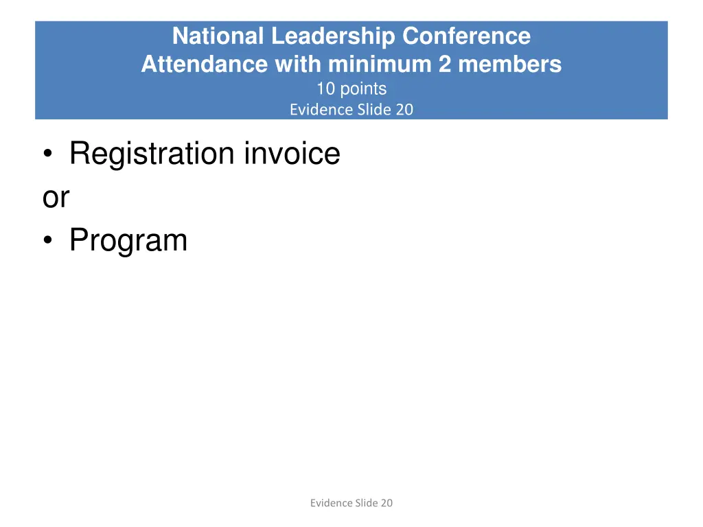 national leadership conference attendance with