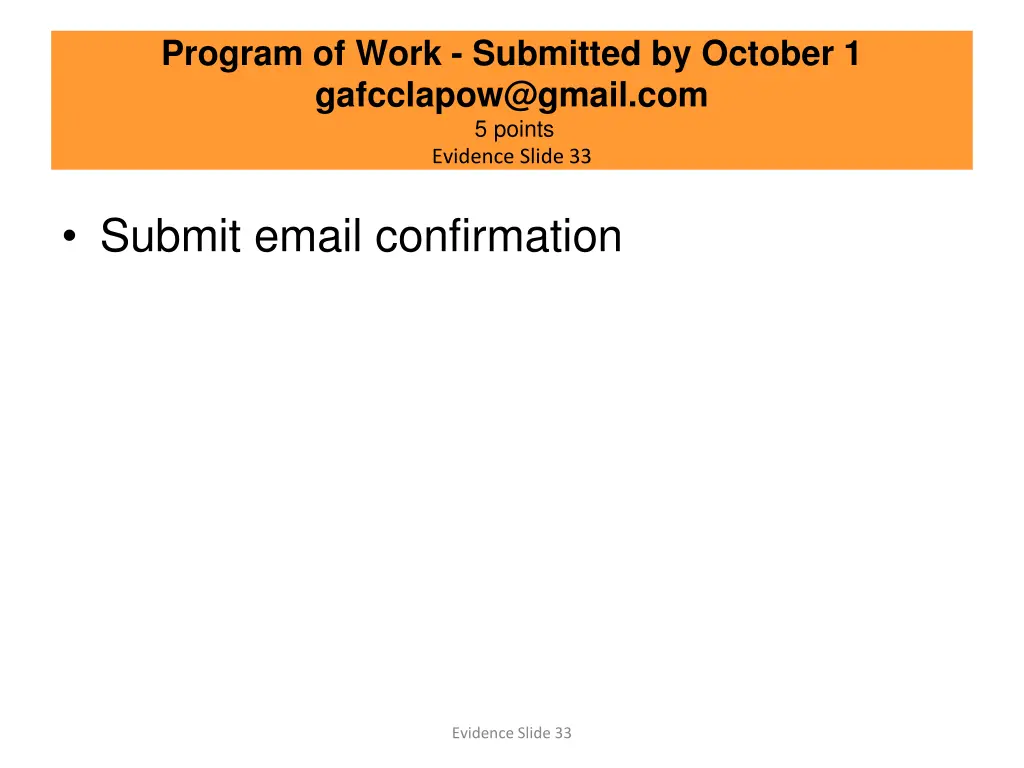 program of work submitted by october