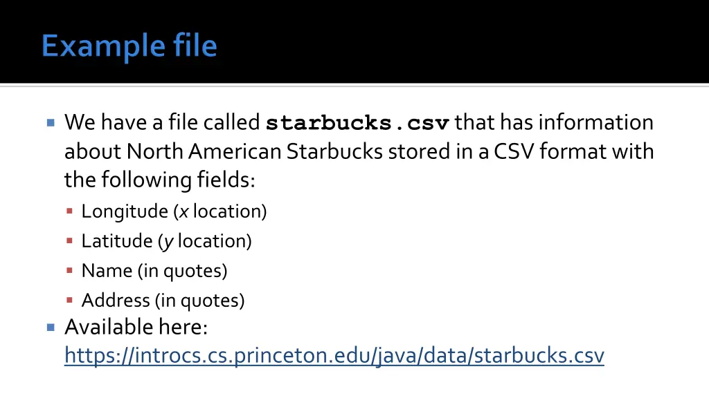 we have a file called starbucks csv that