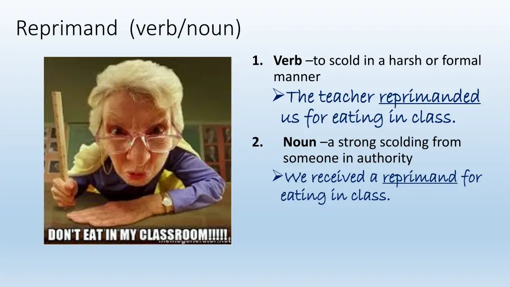 reprimand verb noun