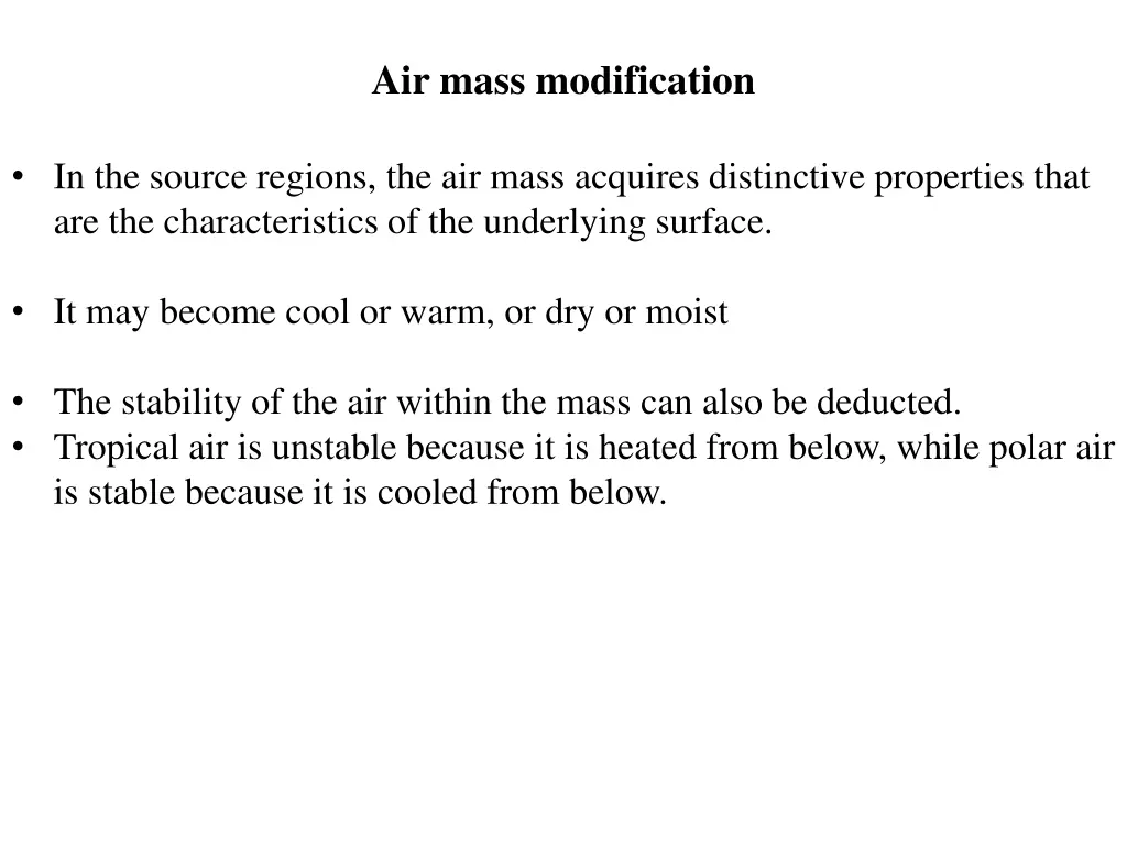 air mass modification