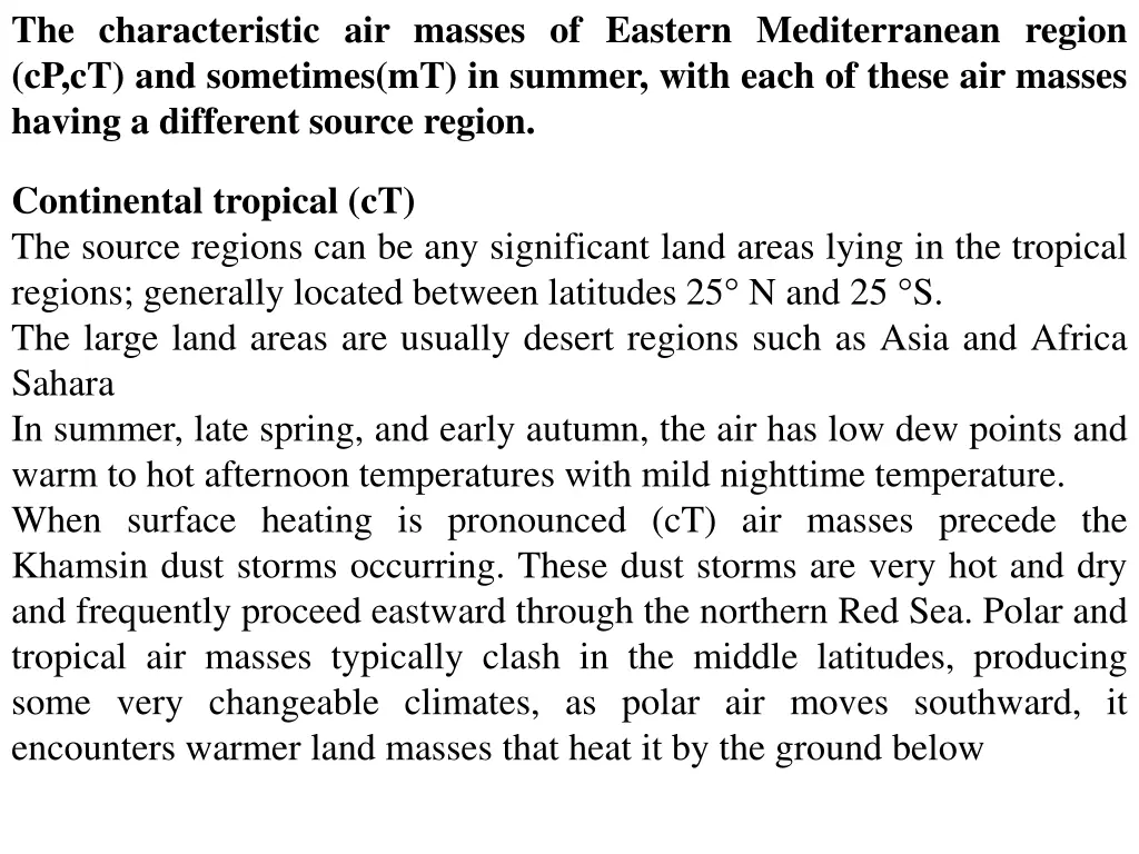 the characteristic air masses of eastern