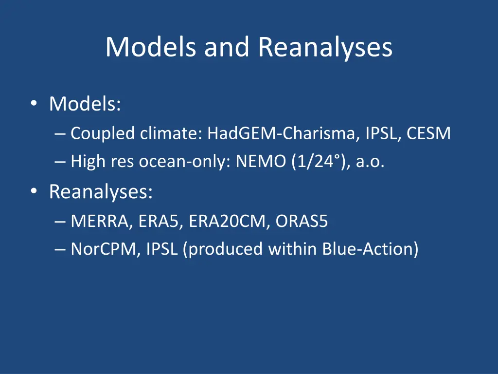 models and reanalyses