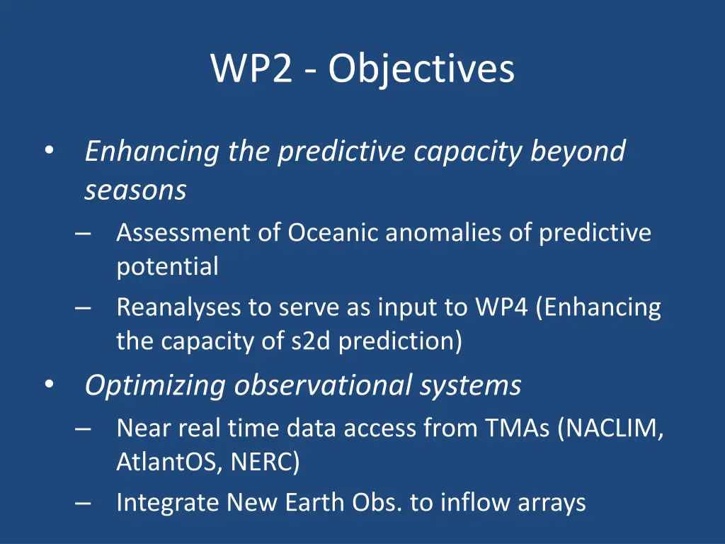 wp2 objectives