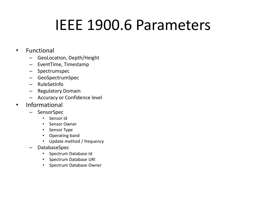 ieee 1900 6 parameters