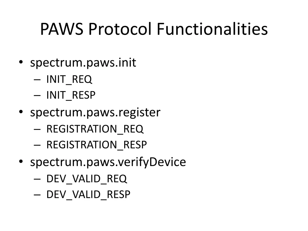 paws protocol functionalities