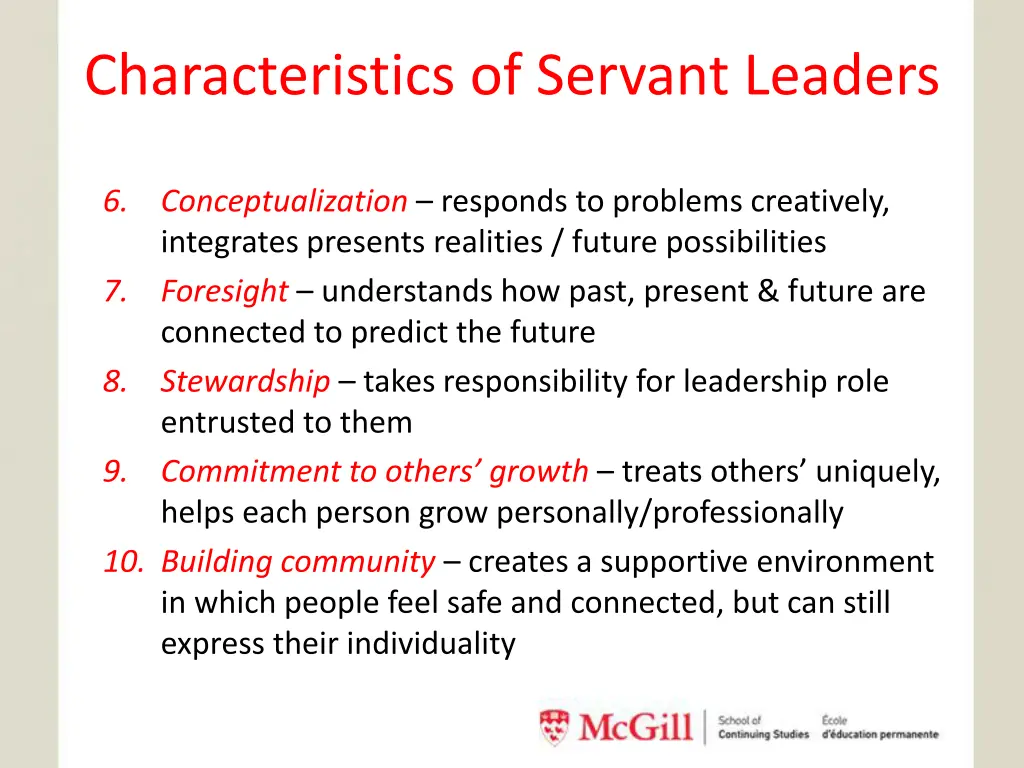 characteristics of servant leaders 1