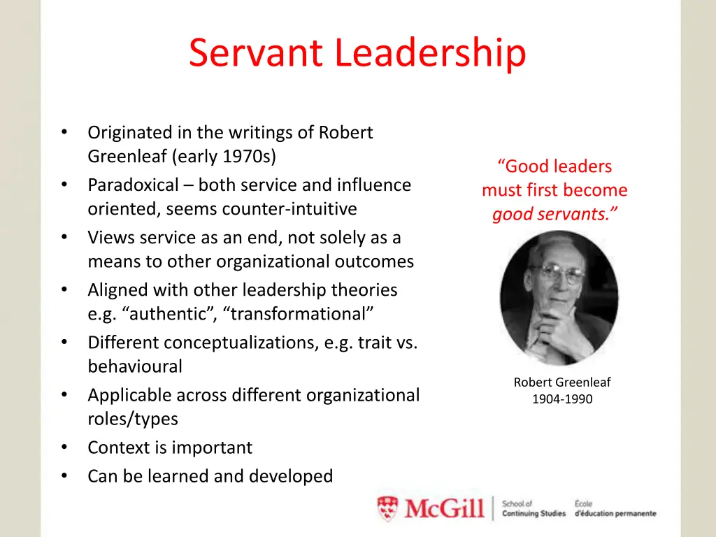 servant leadership