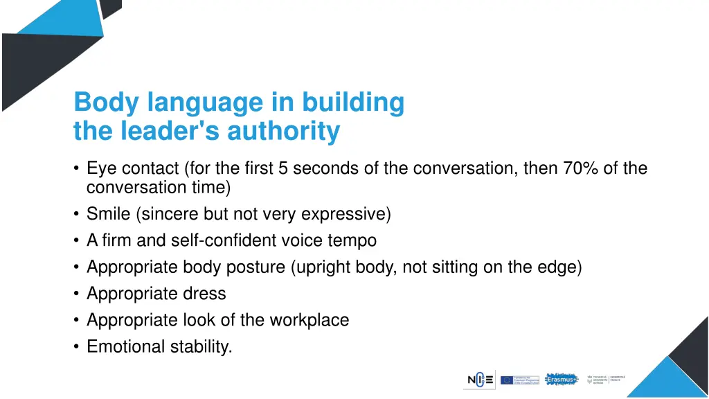 body language in building the leader s authority