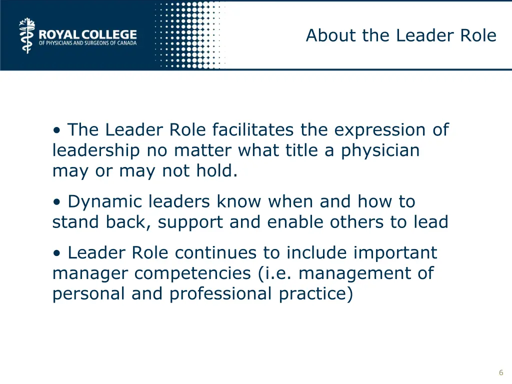 about the leader role