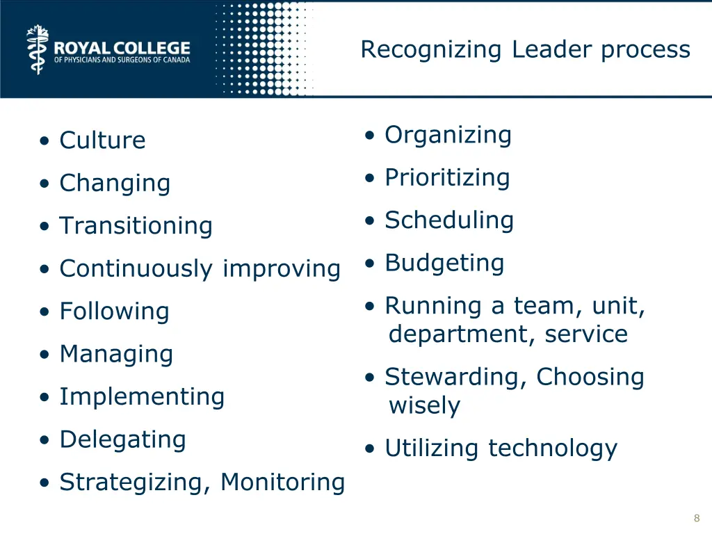 recognizing leader process