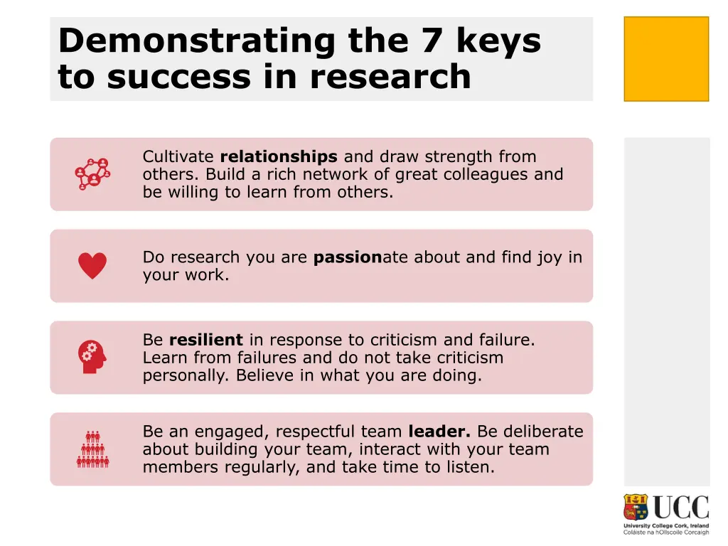 demonstrating the 7 keys to success in research