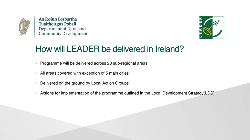 how will leader be delivered in ireland