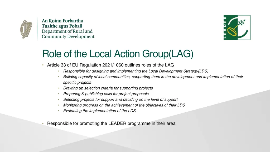 role of the local action group lag