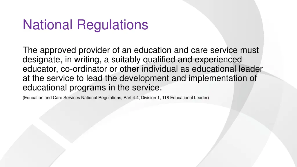 national regulations