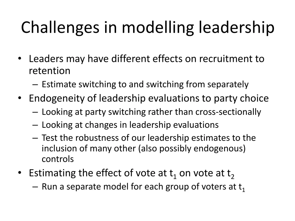 challenges in modelling leadership