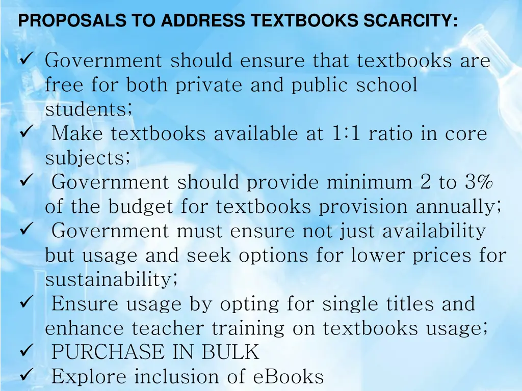 proposals to address textbooks scarcity