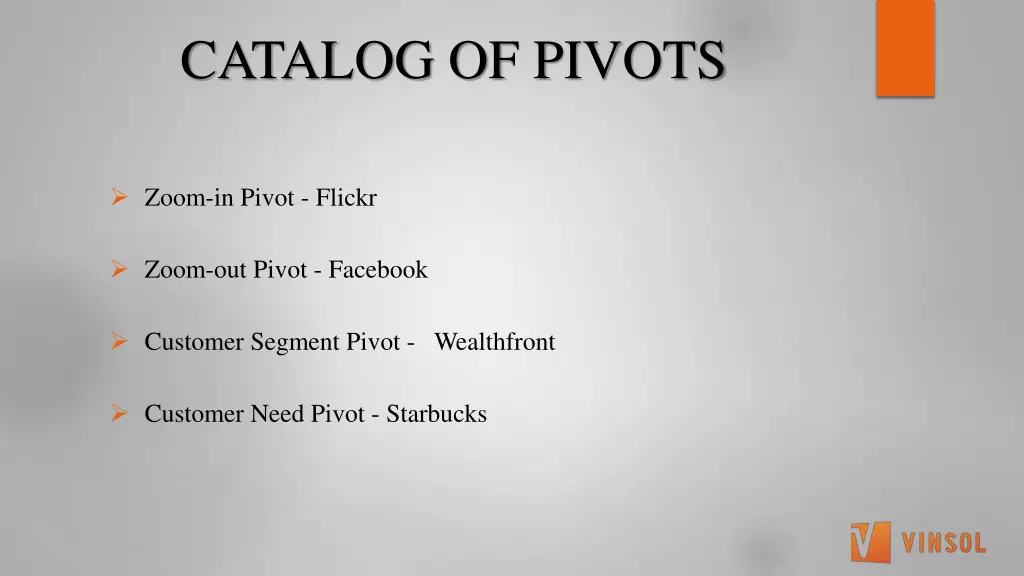 catalog of pivots