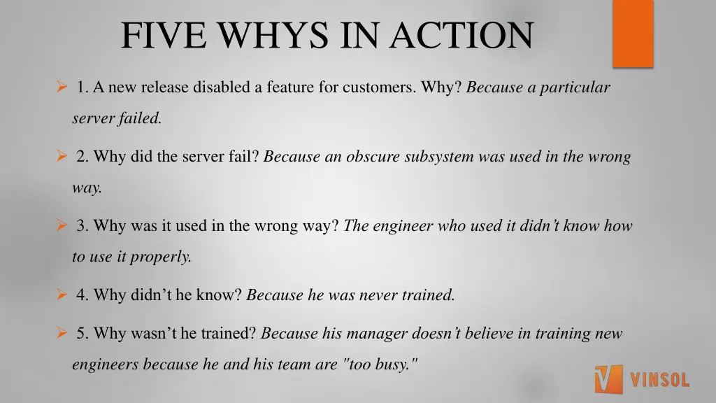 five whys in action