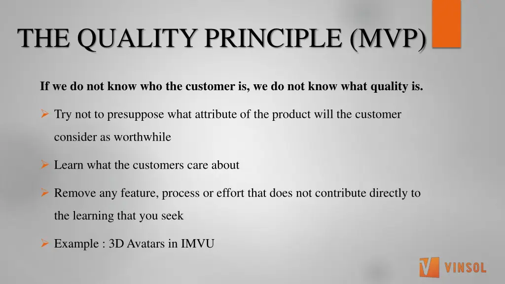 the quality principle mvp