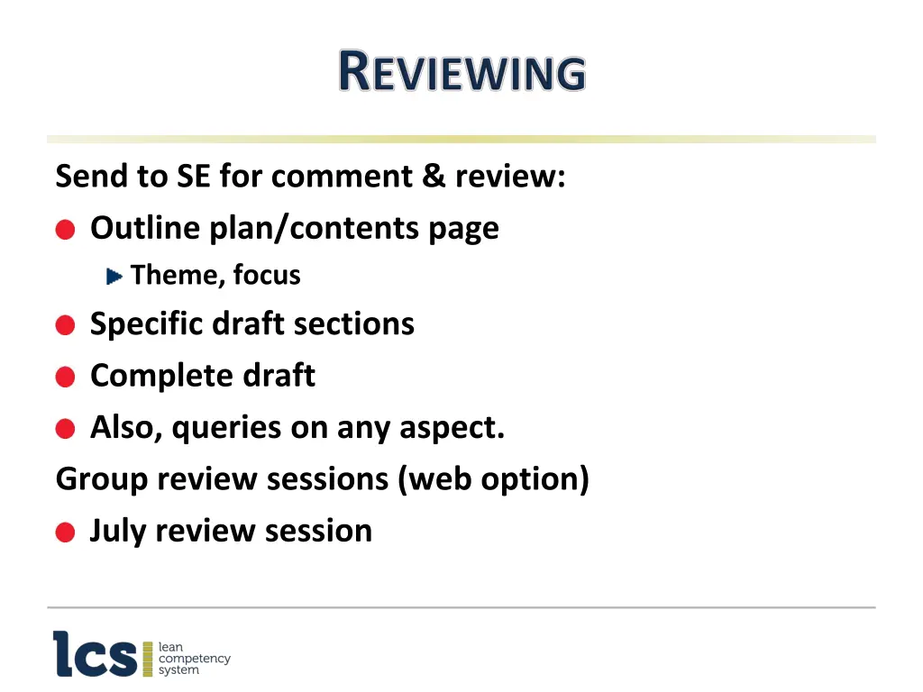 send to se for comment review outline plan