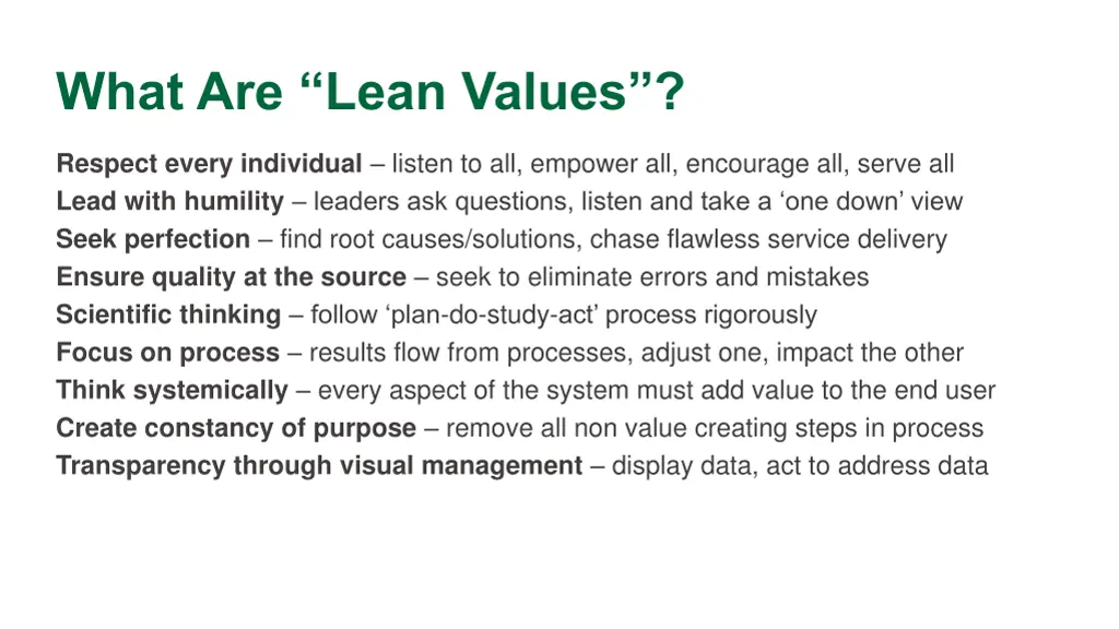 what are lean values