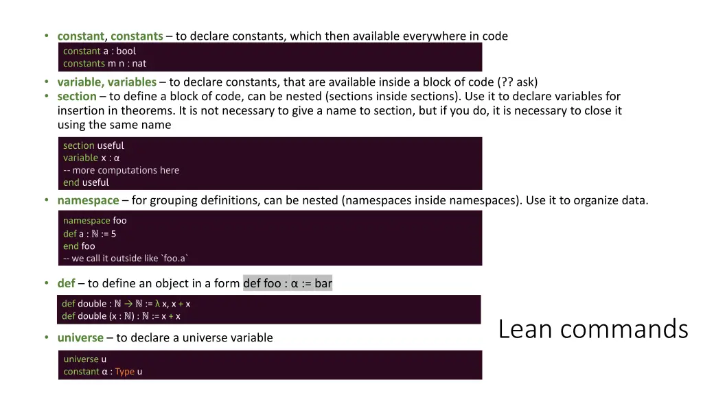 constant constants to declare constants which