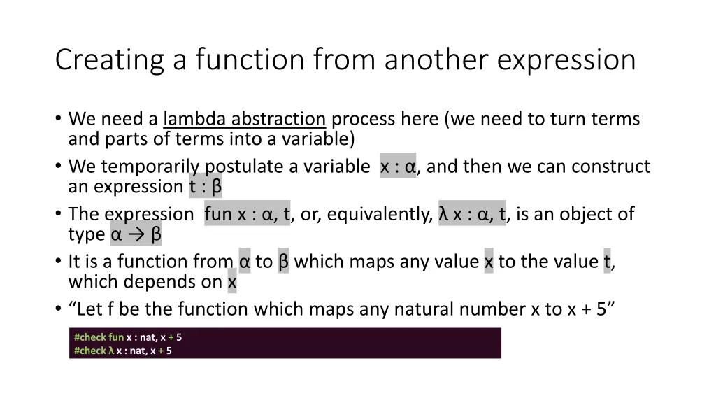 creating a function from another expression