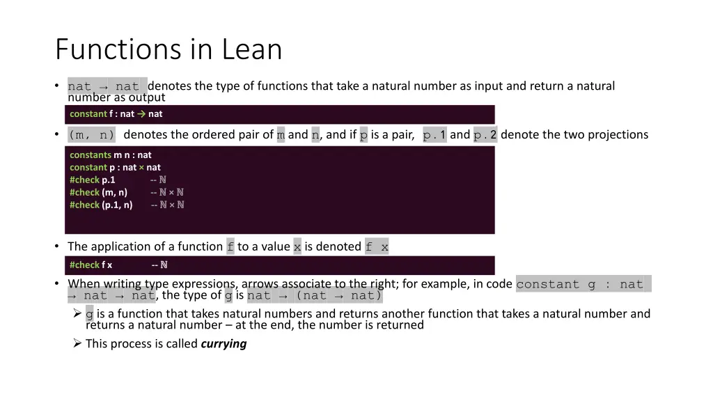 functions in lean