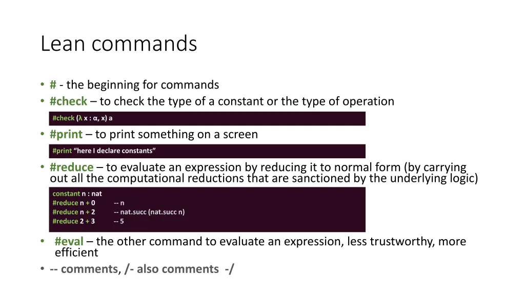 lean commands